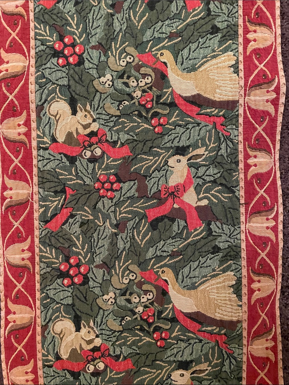 Tapestry Table Runner Renaissance Woven Art Wild Life Animals Holiday Theme - Picture 5 of 10